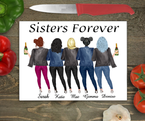 Sisters Friends Forever Large Glass Chopping Board
